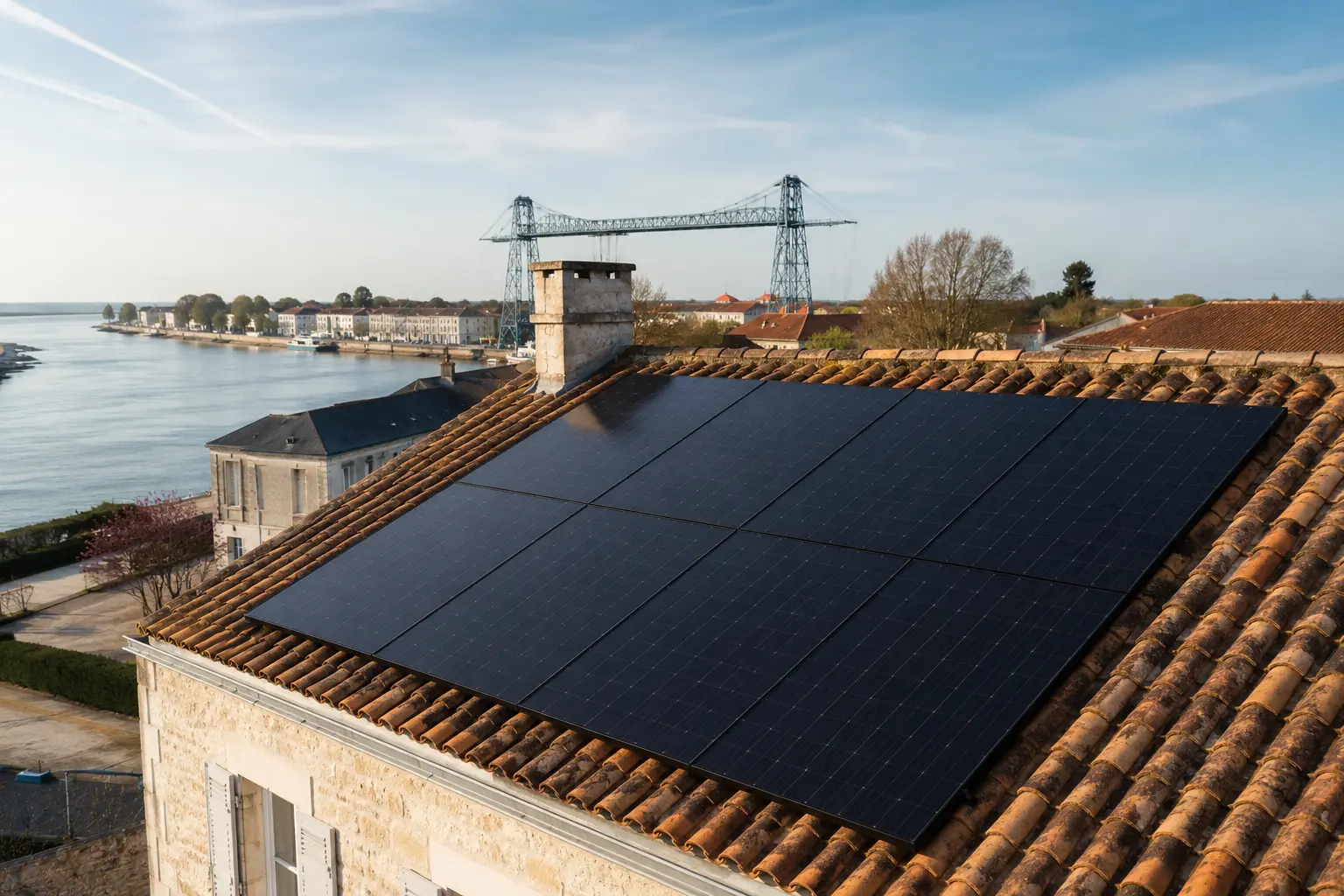 Maison équipée de panneaux solaires à Rochefort